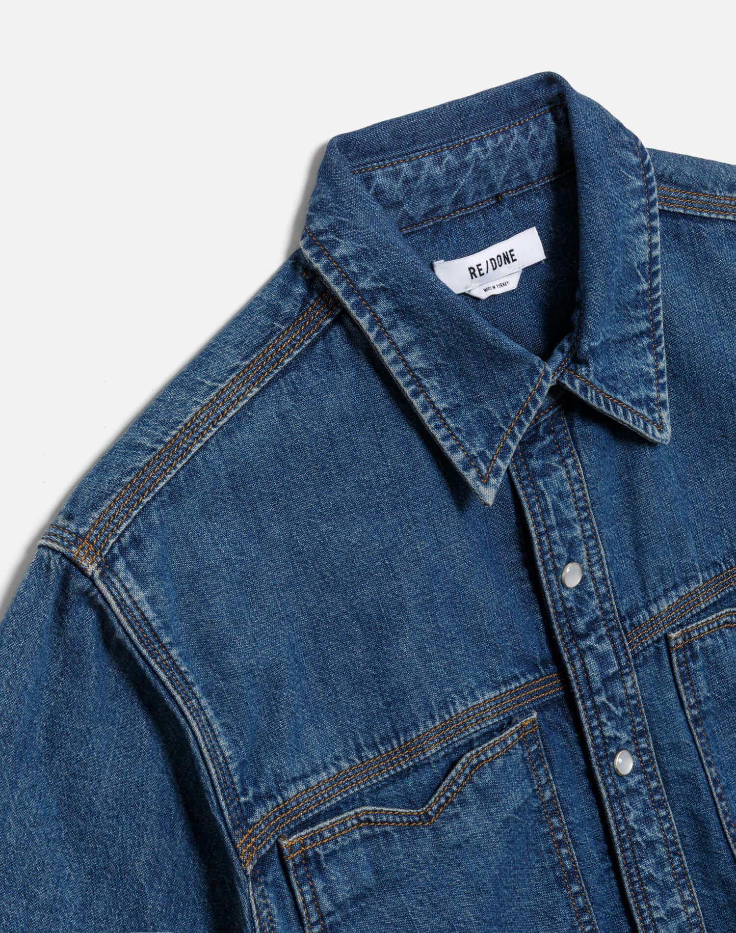 Oversized Crop Shirt - Rustic Indigo Product Image