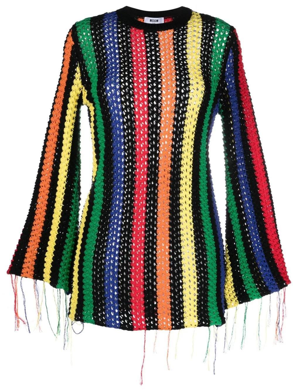 MSGM Gestreifter Pullover Aus Baumwolle In Multicolor Product Image