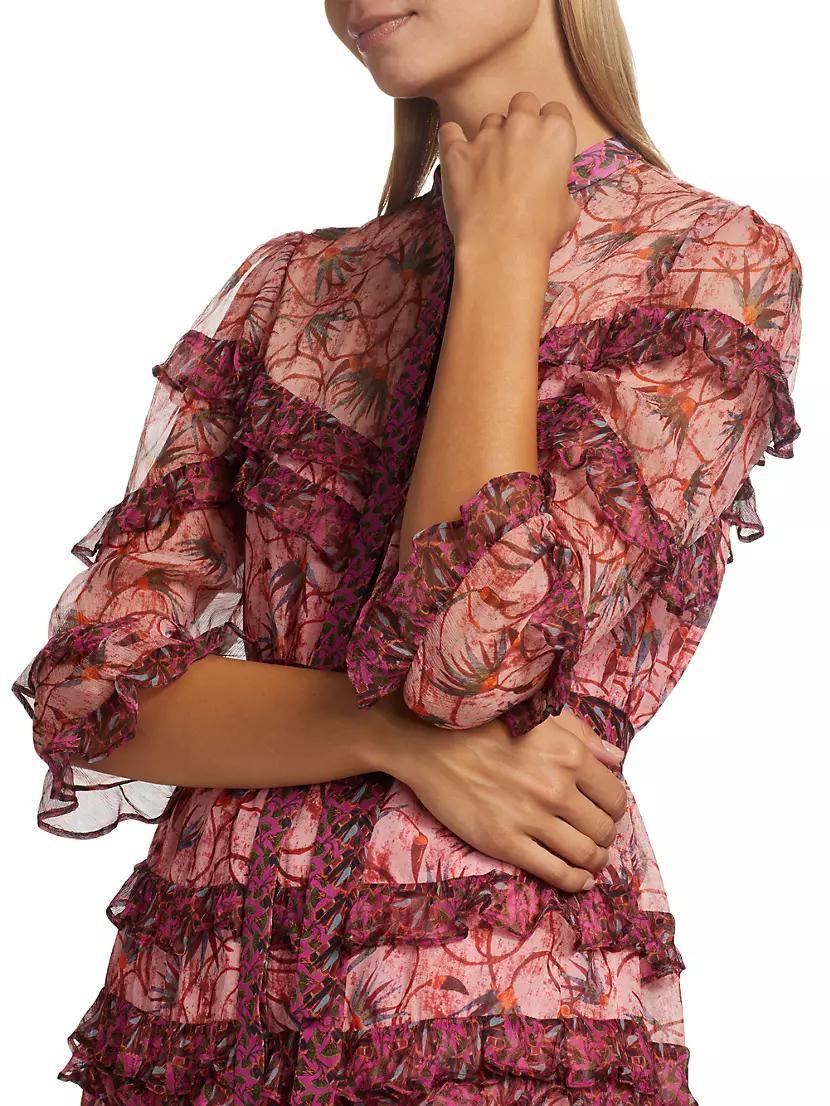 Tasha Silk Floral Ruffled Minidress Product Image
