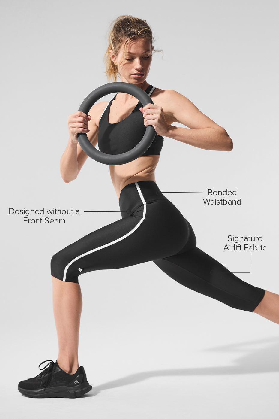 Airlift High-Waist Super Sleek Contrast Capri - Black/White Product Image