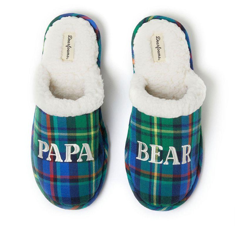 Dearfoams Papa Bear Men's Plaid Scuff Slippers, Size: Small, Blue Plaid Product Image
