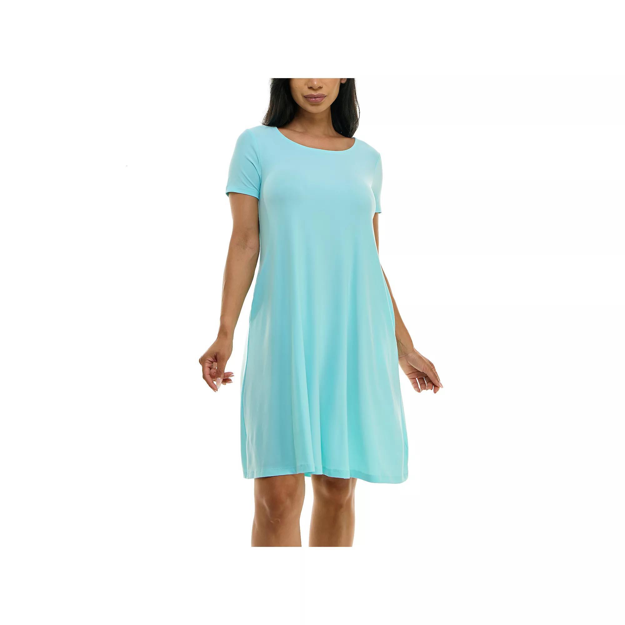 Women's Nina Leonard Lace-Up Back Swing Dress, Size: Small, Robins Egg Product Image