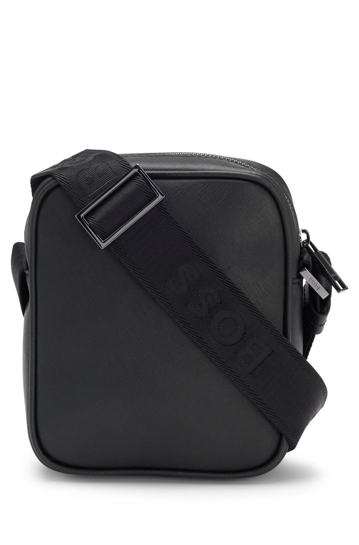 BOSS - Reporter bag with monogram-patterned front pocket - Black Product Image