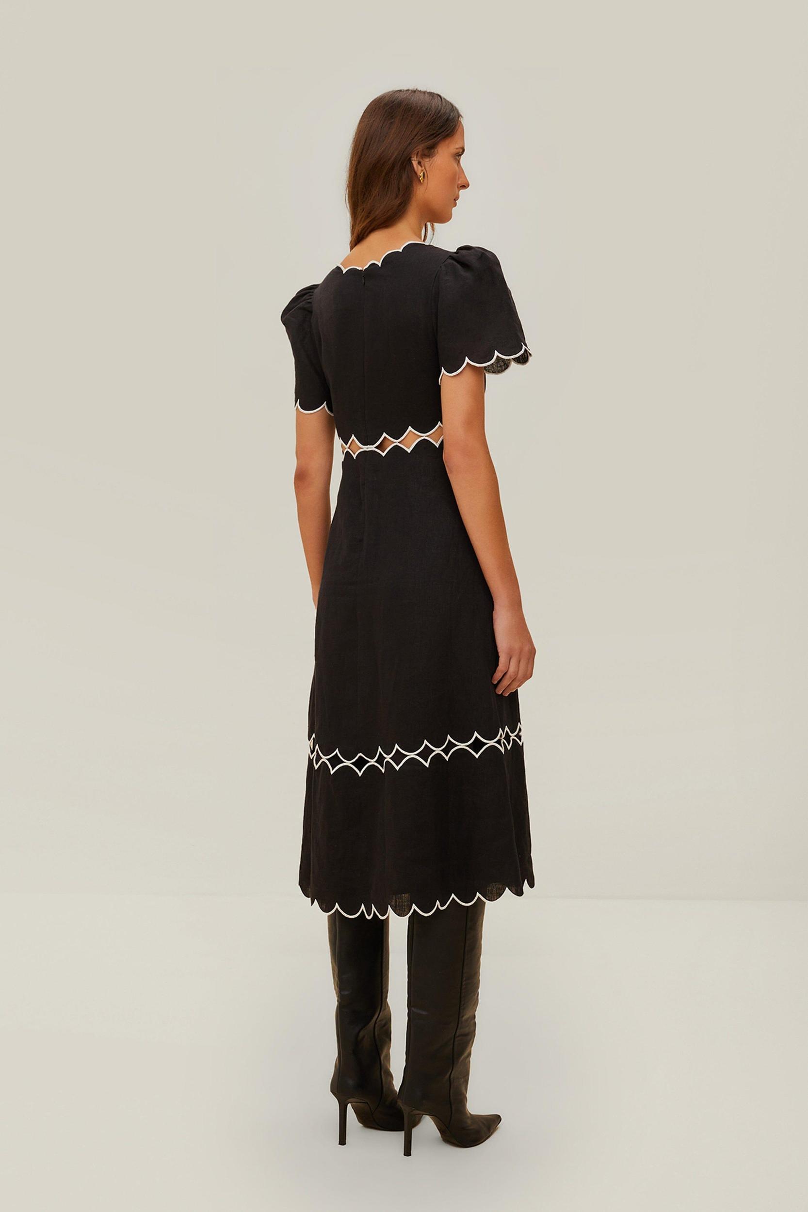 Black Short Sleeve LENZING ECOVERO Euroflax Maxi Dress, BLACK / S Product Image