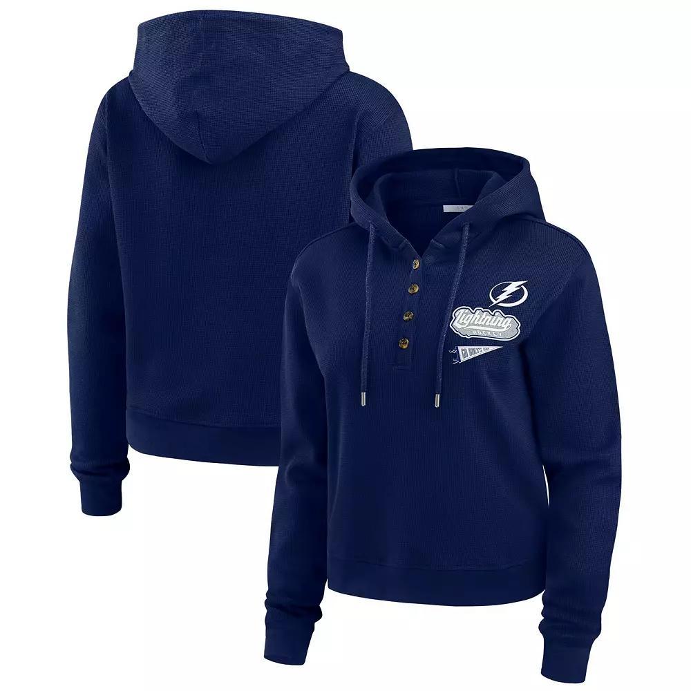 Women's WEAR by Erin Andrews  Blue Indianapolis Colts Waffle Hoodie Pullover Top, Size: Medium Product Image