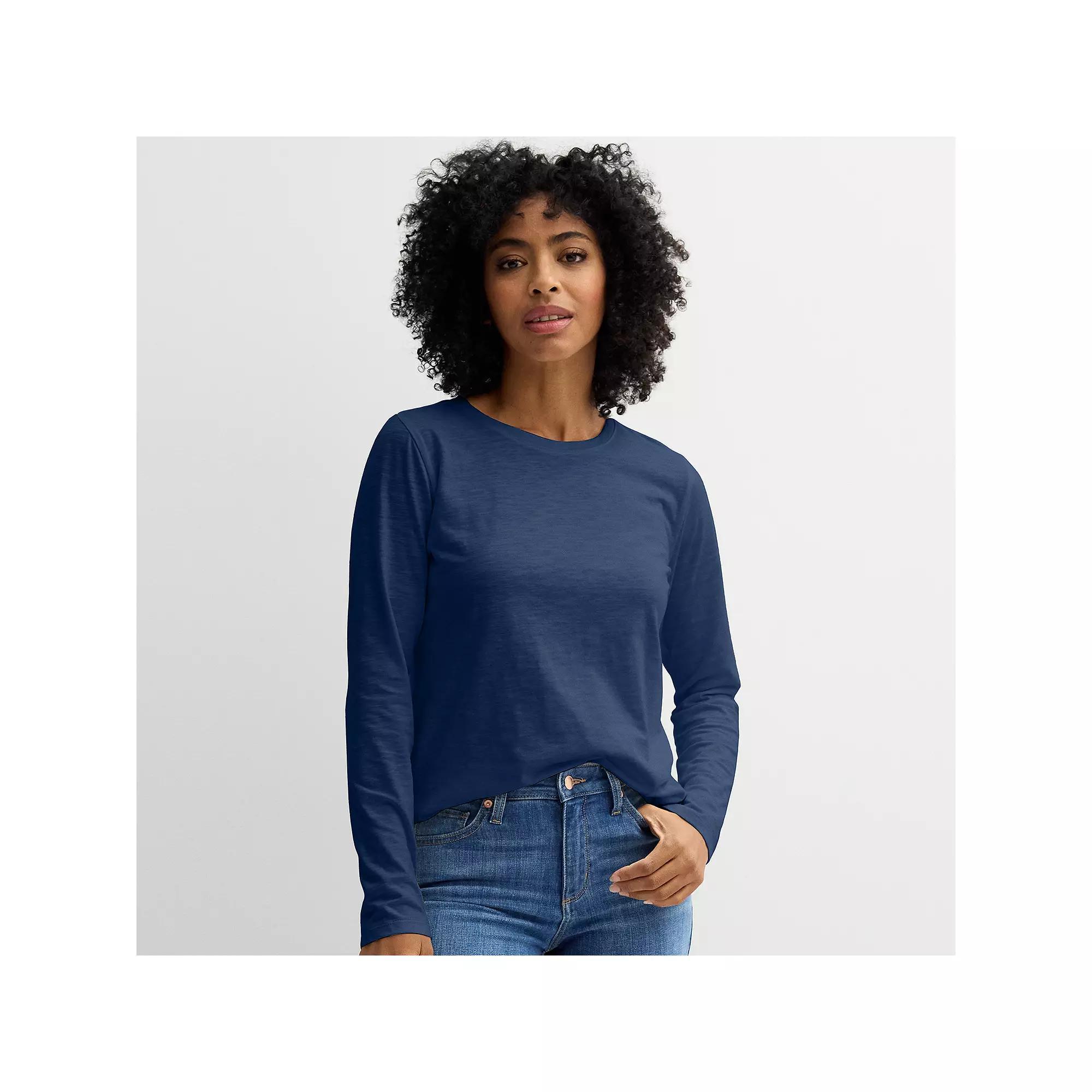 Women's Sonoma Goods For Life® Everyday Long Sleeve Crewneck Tee, Size: XS, Blue Beauty Product Image