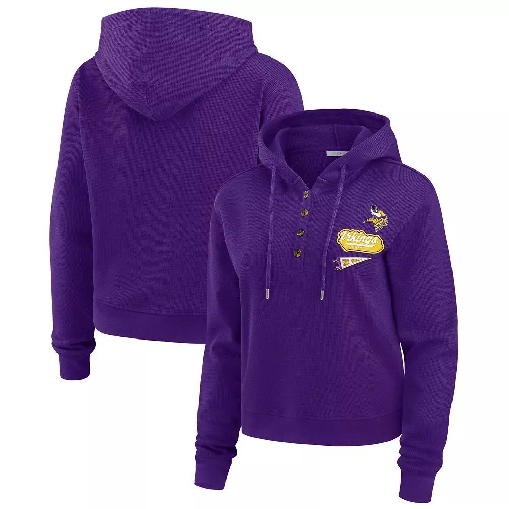Women's WEAR by Erin Andrews  Royal Buffalo Bills Waffle Hoodie Pullover Top, Size: 2XL, Blue Product Image