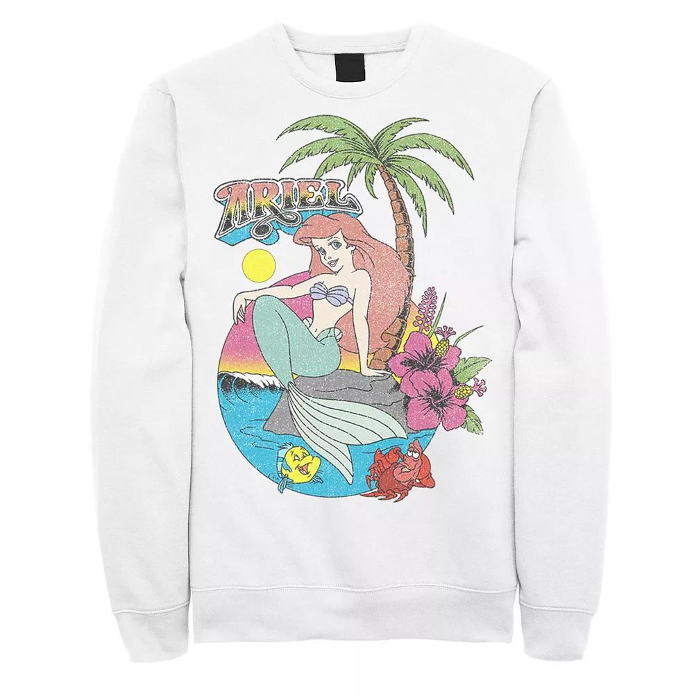 Disney's The Little Mermaid Ariel Men's Distressed Logo Fleece, Size: XXL, White Product Image