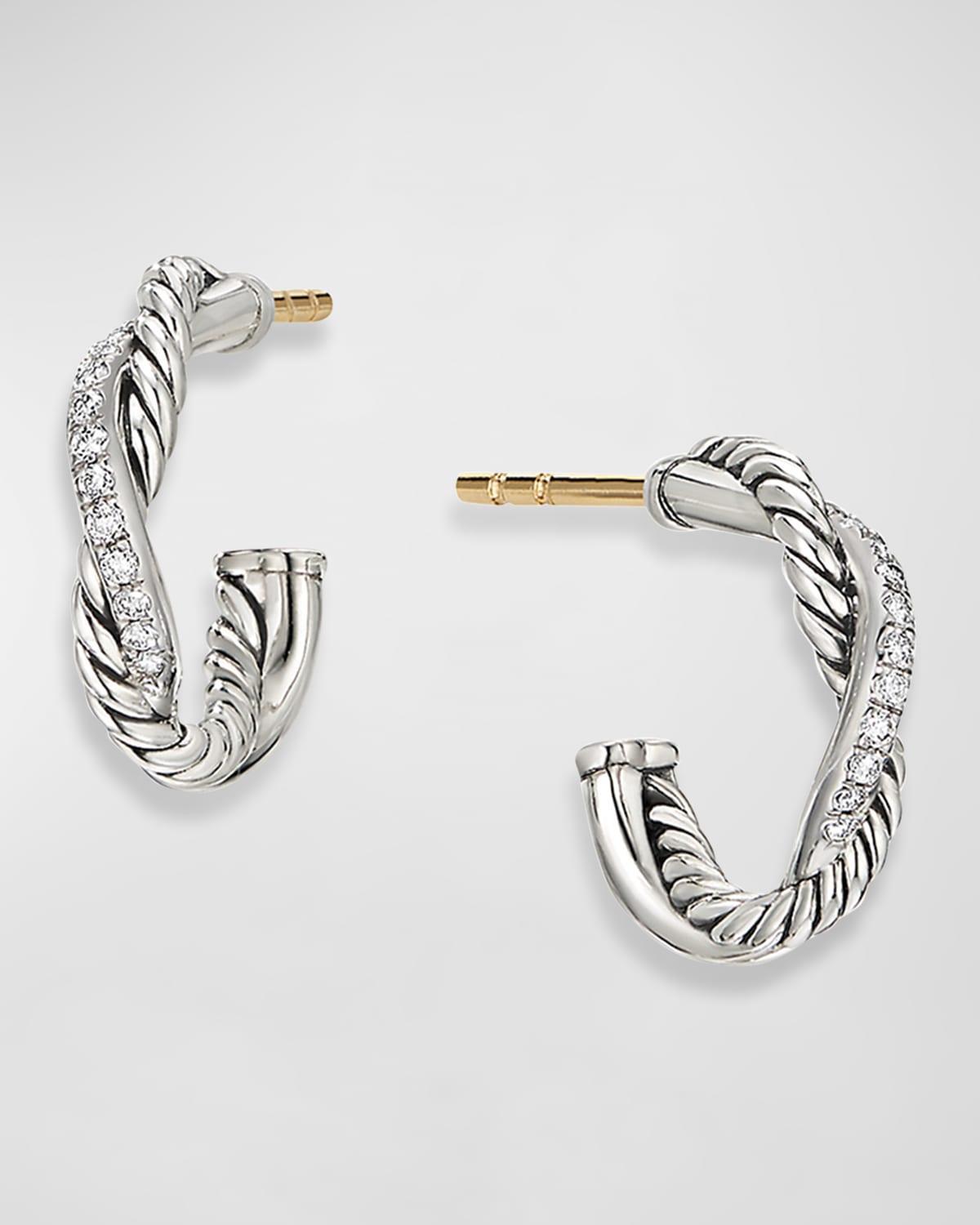 David Yurman Sterling Silver Petite Infinity Huggie Hoop Earring with Diamonds Product Image