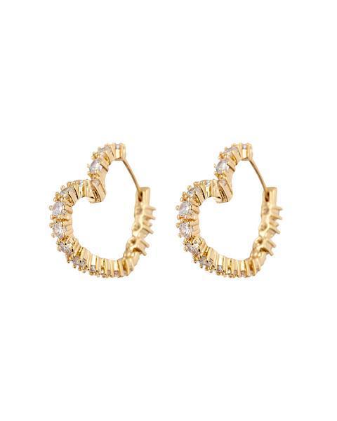 Diamond Heart Bijoux Hoops | LUV AJ Product Image