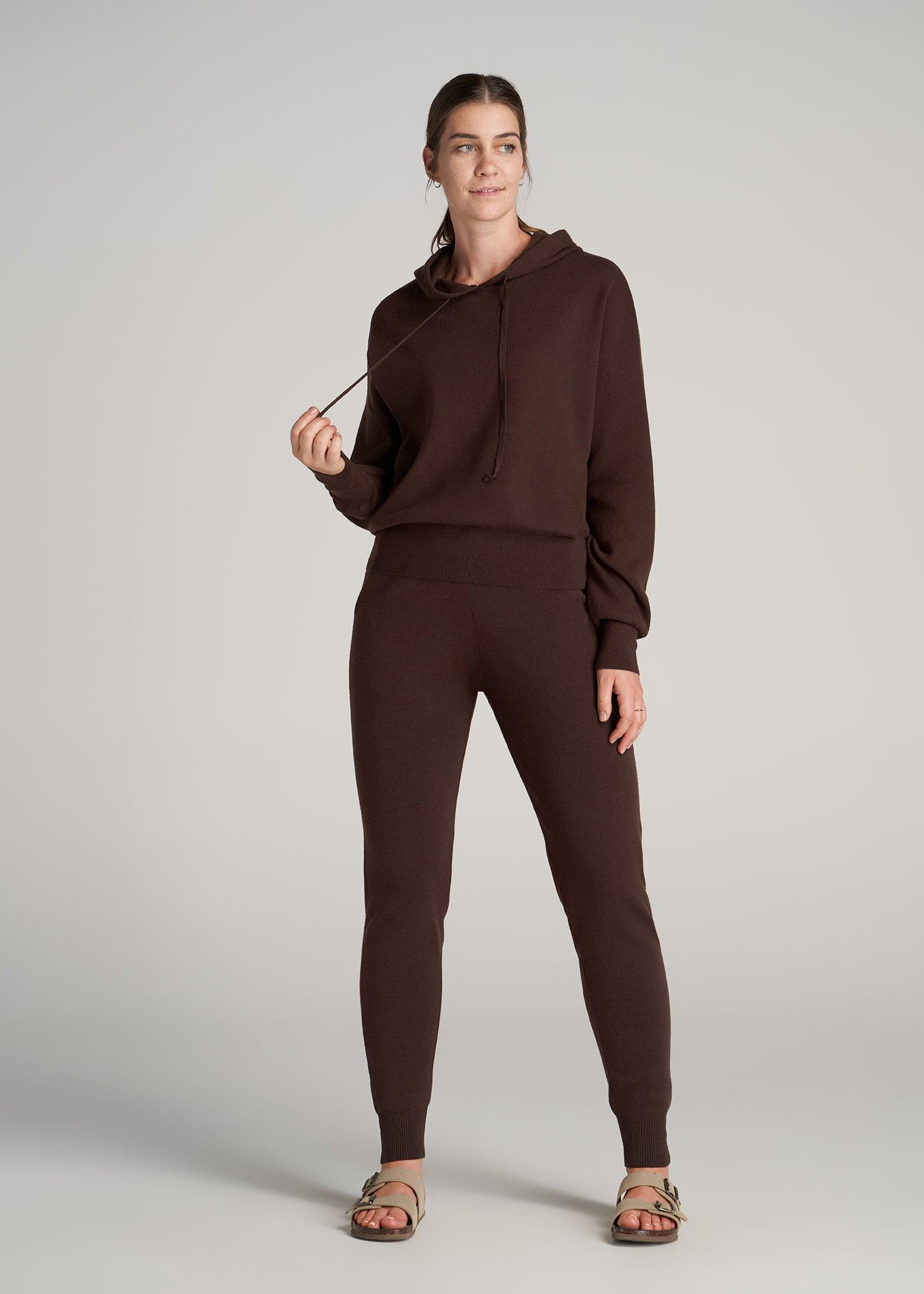 Women's Tall Knit Lounge Hoodie in Chocolate Product Image