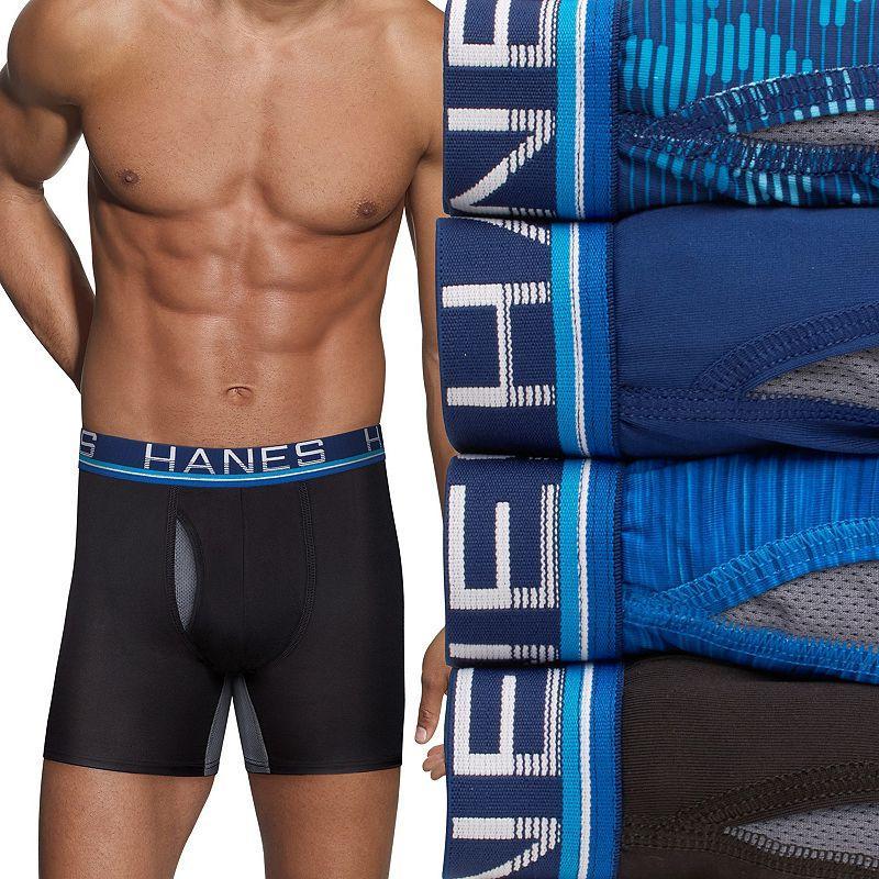 Hanes Ultimate Mens Performance Boxer Brief Underwear, X-Temp, Assorted 4-Pack 2XL Product Image