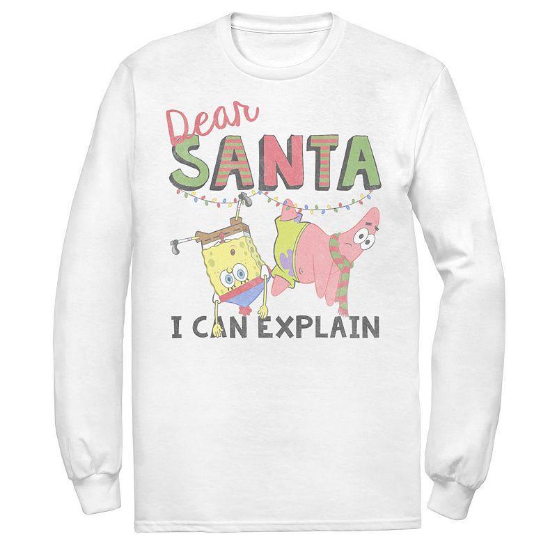 Men's Nickelodeon SpongeBob SquarePants Santa I Can Explain Long Sleeve Graphic Tee, Size: Medium, Athletic Grey Product Image