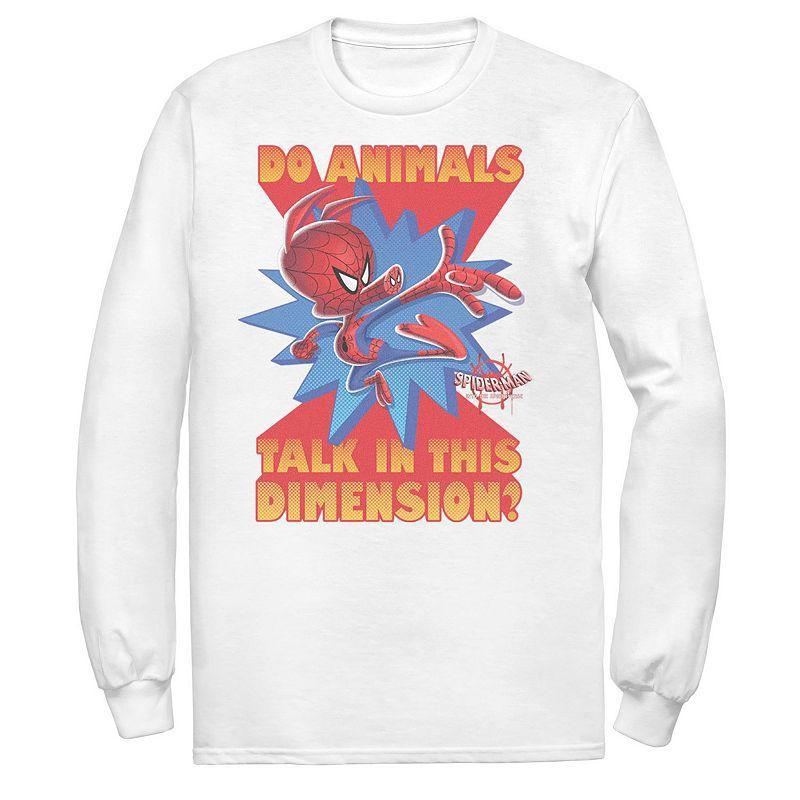 Men's Marvel Spider-Man Spiderverse Ham Quote Long Sleeve Graphic Tee, Size: Small, White Product Image