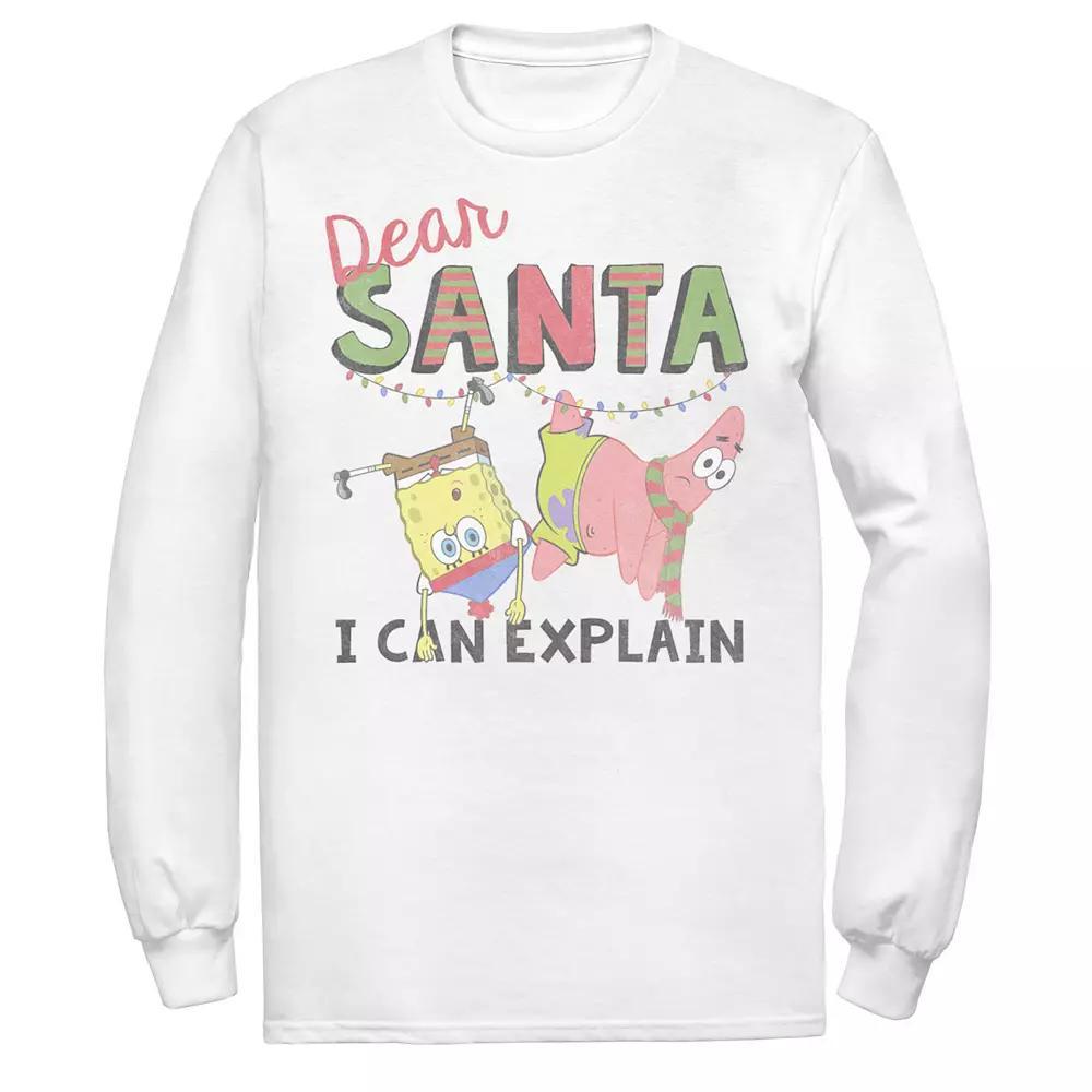 Men's Nickelodeon SpongeBob SquarePants Santa I Can Explain Long Sleeve Graphic Tee, Size: Medium, Athletic Grey Product Image