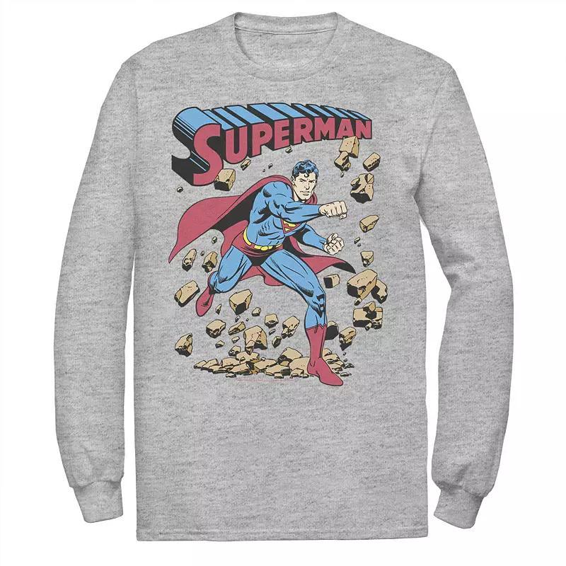 Men's DC Comics Superman Smash Rocks Vintage Poster Tee, Size: Small, Athletic Grey Product Image