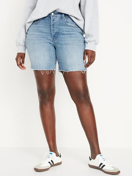 High-Waisted OG Button-Fly Jean Shorts -- 7-inch inseam Product Image