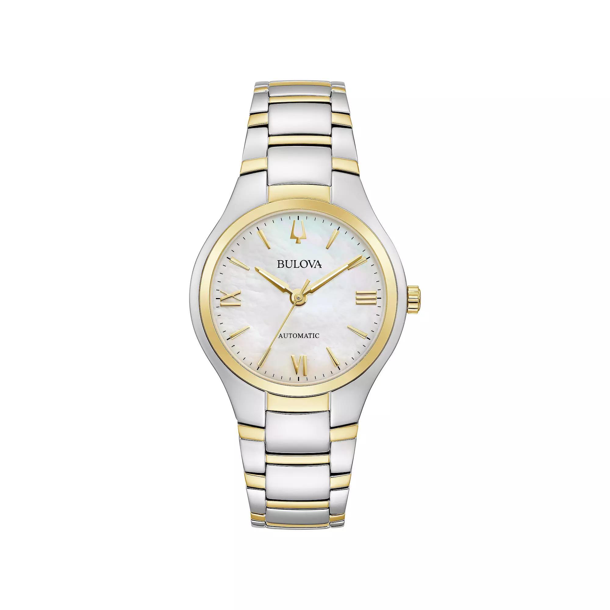 Bulova Women's Classic Two-Tone Stainless Steel Automatic Mother Of Pearl Dial Bracelet Watch - 98L297, Size: Medium, Gold Silver Product Image