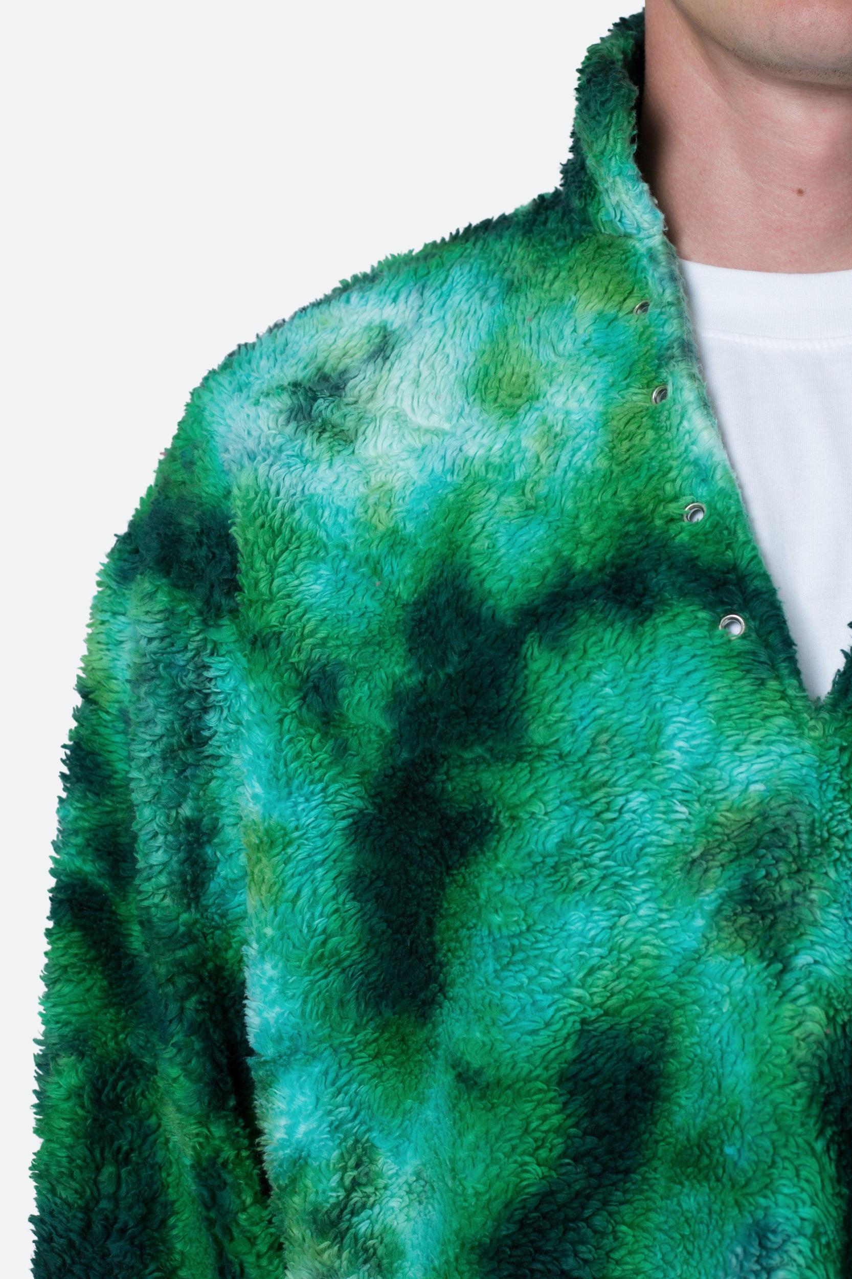 Tie Dye Sherpa Pullover Sweater - Green Product Image