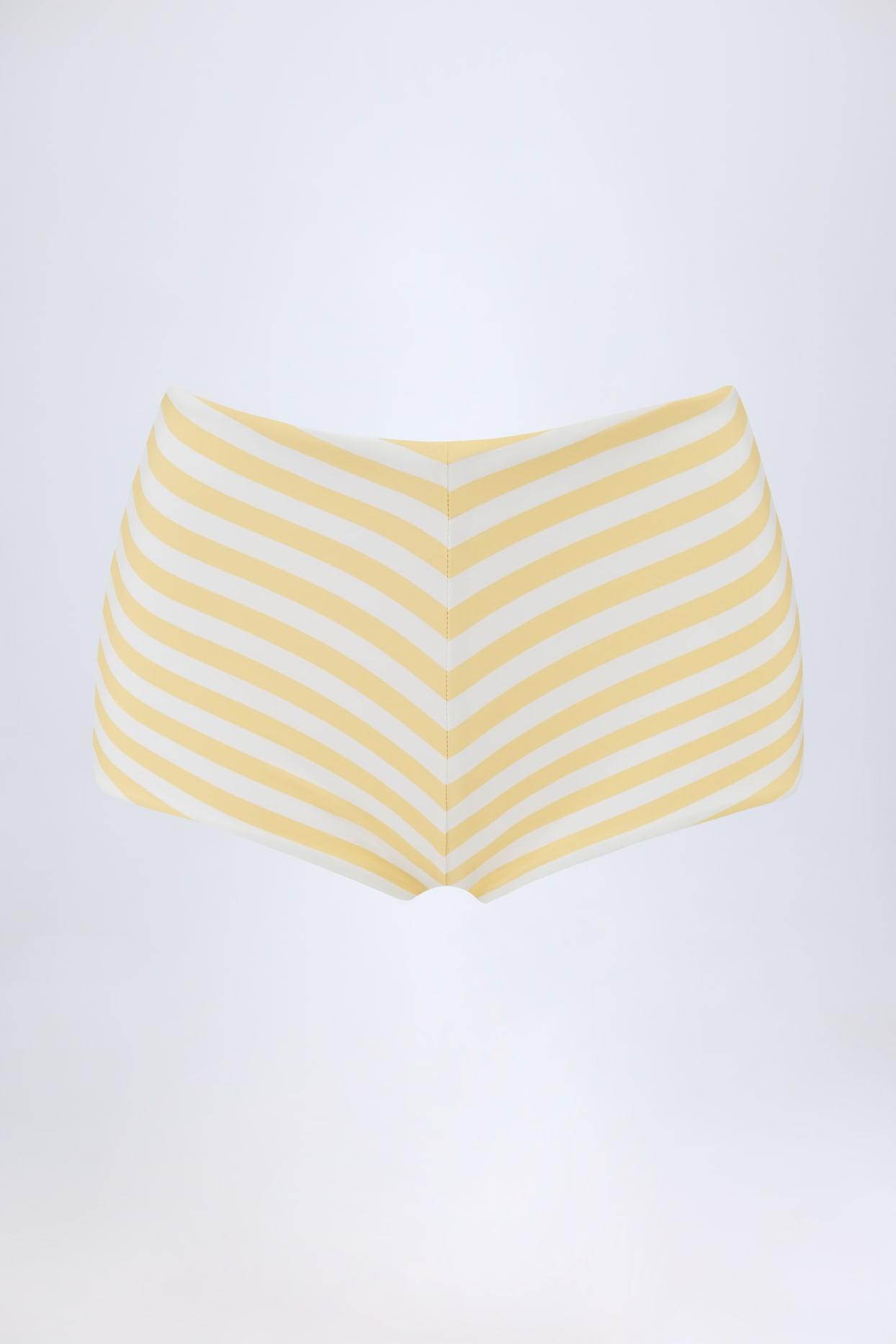Mid-Rise Hotpants in Lemon Yellow Stripe Product Image