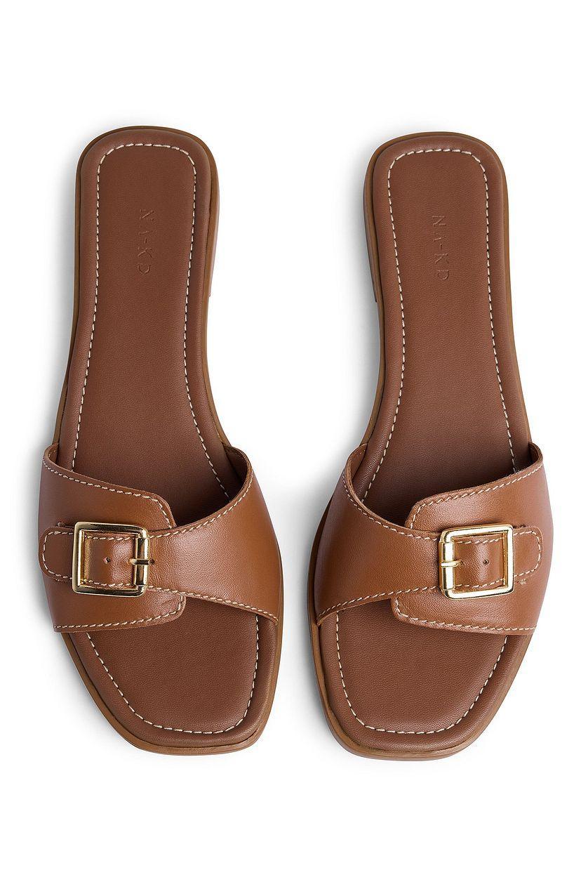 Leather Buckle Slippers Product Image