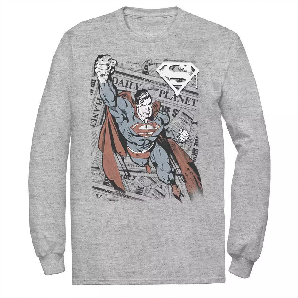 Men's DC Comics Superman Daily Planet Background Poster Tee, Size: Small, Athletic Grey Product Image