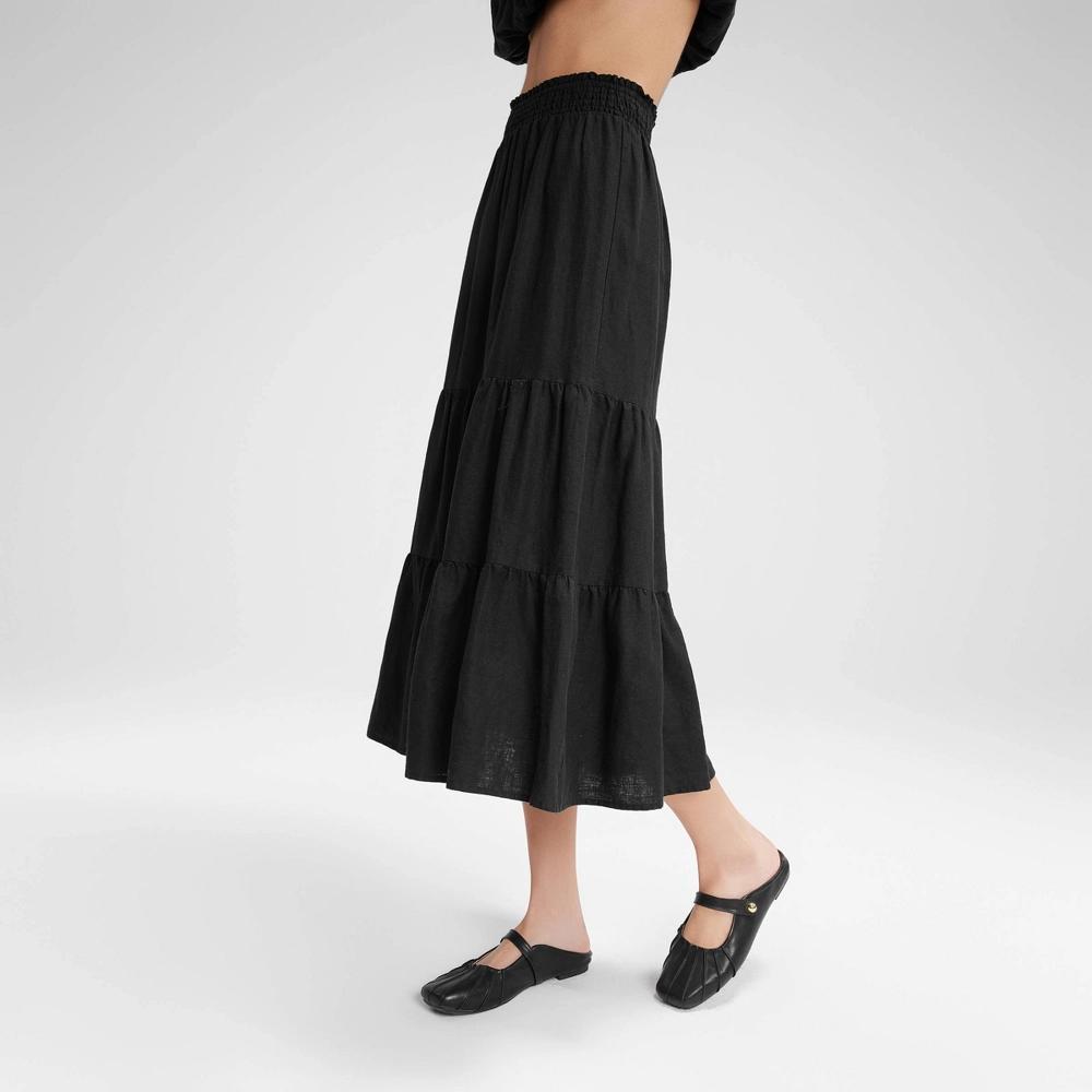 Womens Wide Shirred Waistband A-Line Skirt - Wild Fable Black Product Image