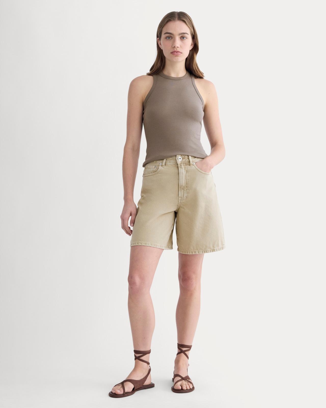 The Long A-Line Denim Short Product Image