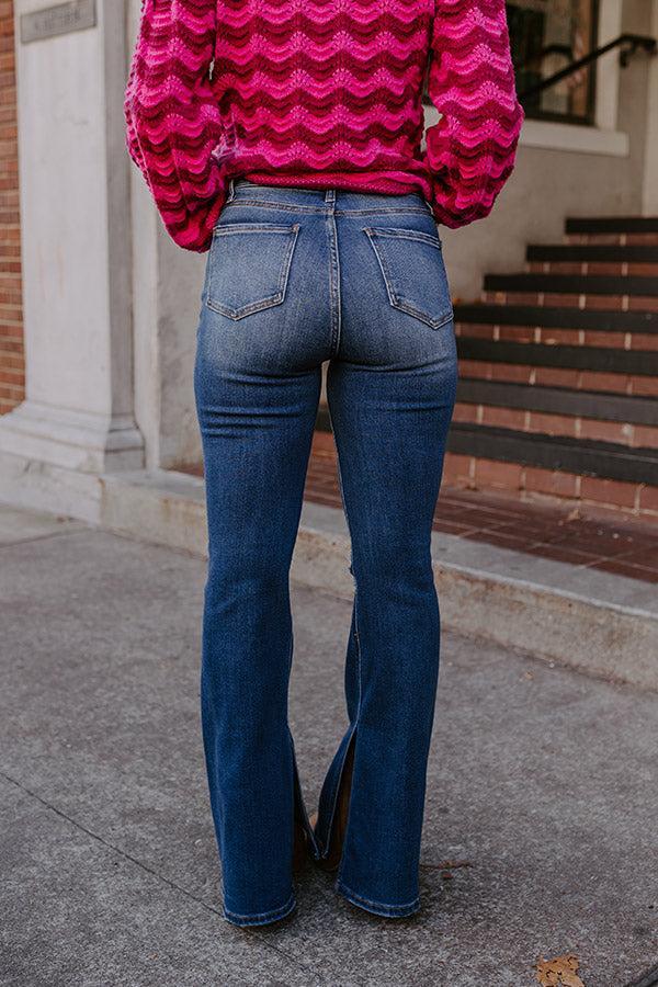 The Margot High Waist Distressed Flare in Dark Wash Product Image