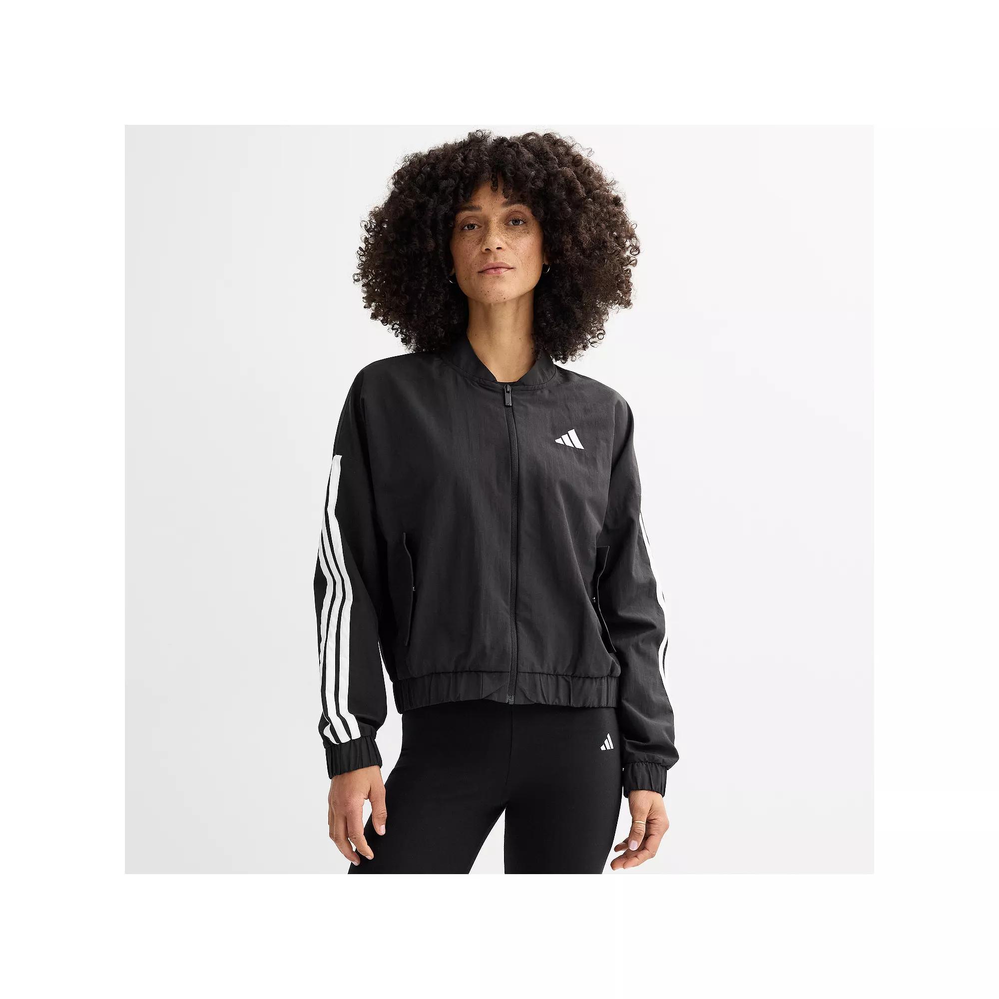 adidas Essentials 3-Stripes Lifestyle Woven Bomber Jacket Olive Strata M Womens Product Image