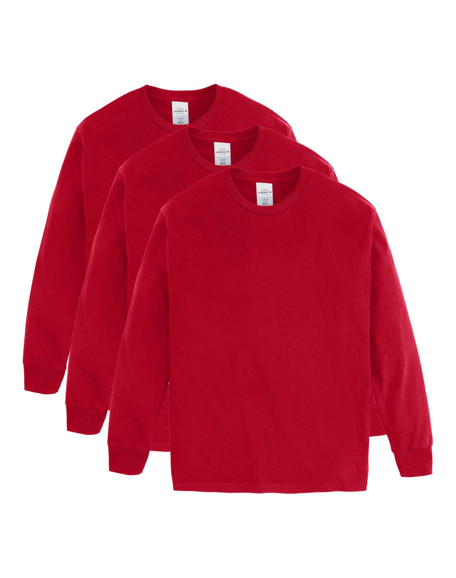 Hanes Kids' Comfort Soft 3pk Long Sleeve T-Shirt - Gray M Product Image
