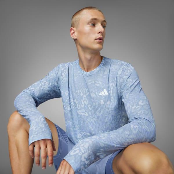 adidas Own the Run CLIMACOOL 3-Stripes Long Sleeve Tee Dash Grey M Mens Product Image