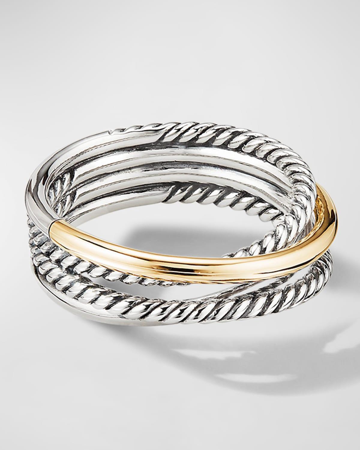 David Yurman Sterling Silver & 18K Yellow Gold Crossover Narrow Ring Product Image