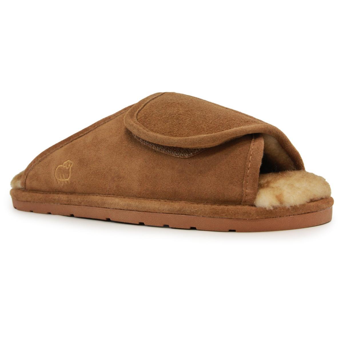 Mykos Men's Suede Merino Wool Wrap Slippers, Size: Medium, Brown Product Image