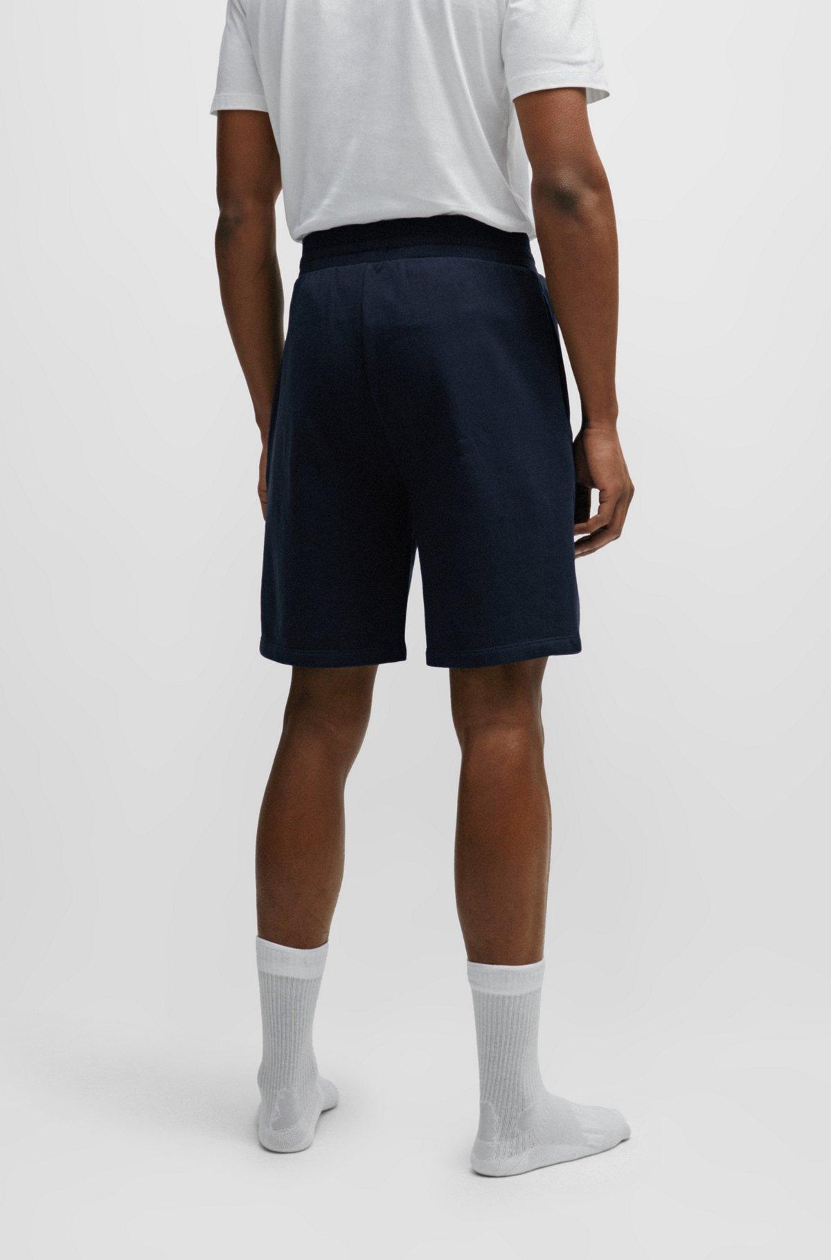 Cotton-terry shorts with double monogram and drawstring  Product Image