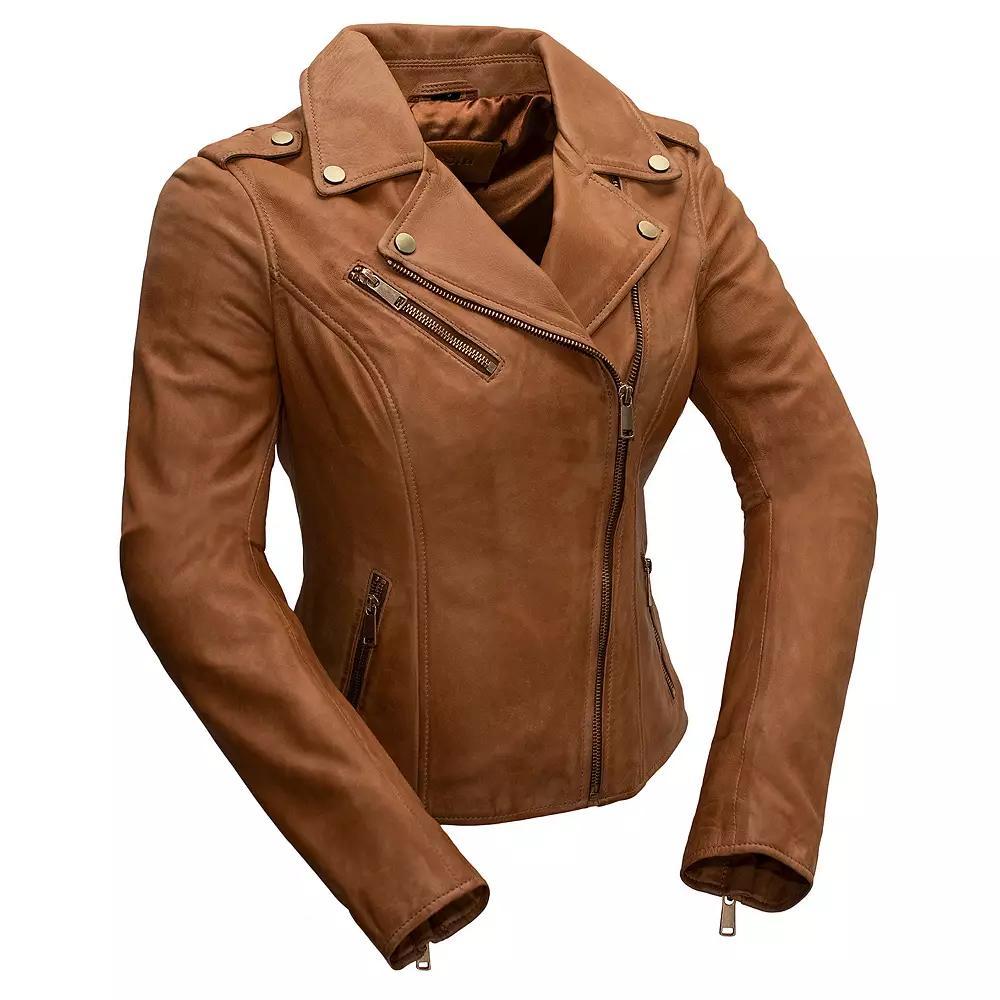 Women's Whet Blu Harper Asymmetrical Leather Jacket, Size: 4XL, Autumn Product Image