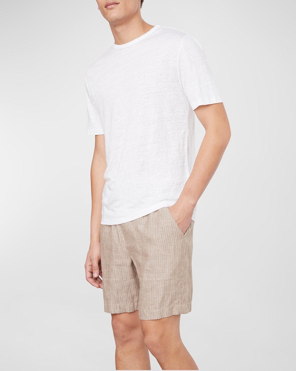 Mens Linen Crew Neck T-Shirt, Coastal Blue, Size S Vince Product Image