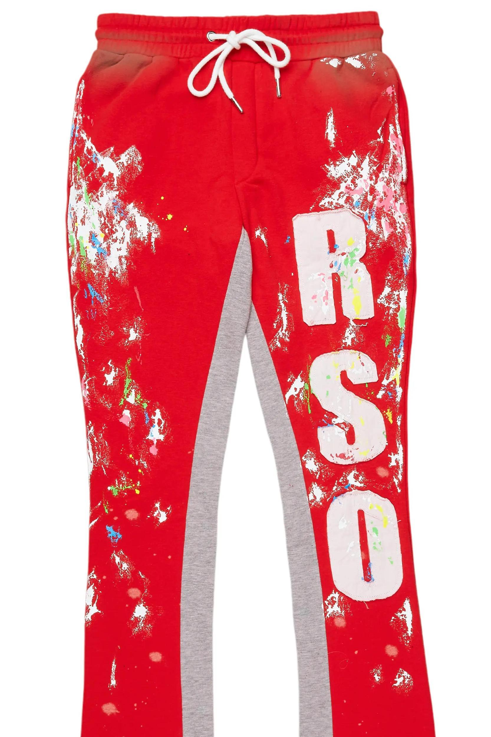 Washi Red Patchwork Stacked Flare Track Pant Male Product Image