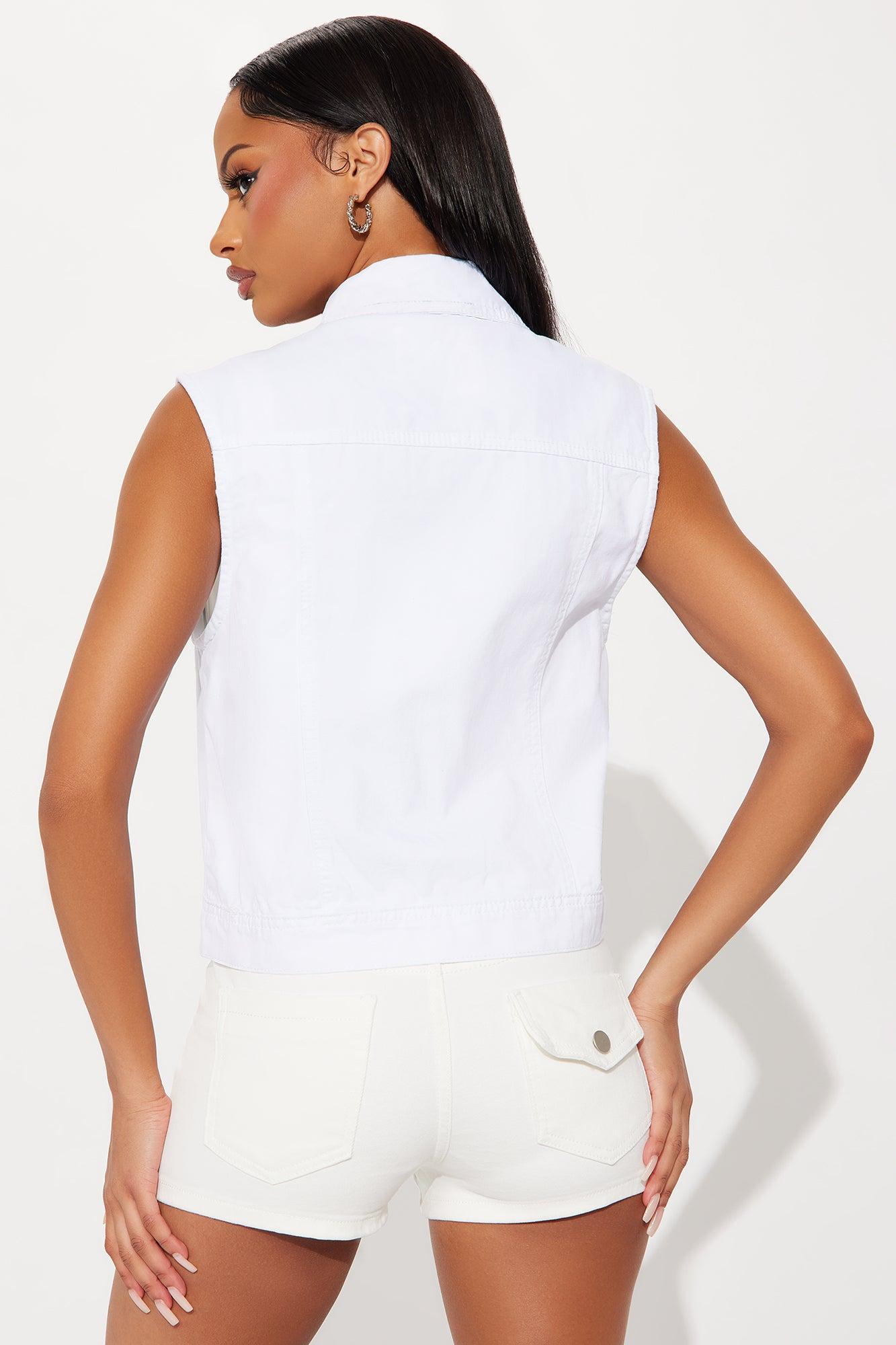 Time To Shine Denim Vest - White Product Image