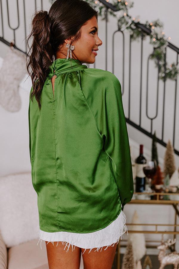 VIP Flight Plans Satin Top in Olive Product Image