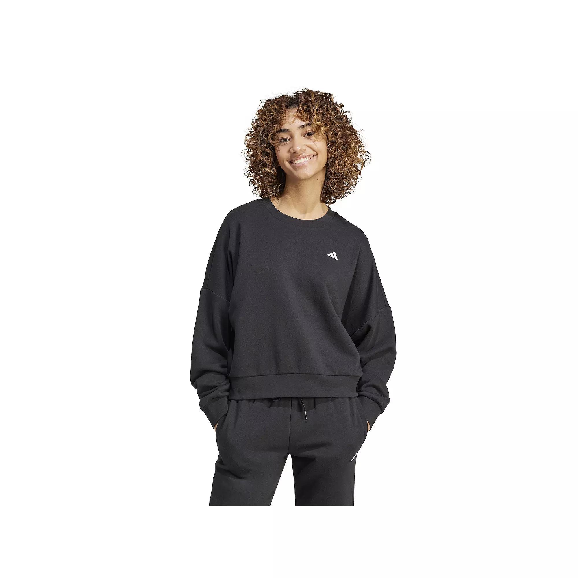 Women's adidas Essentials Feel Cozy Sportswear Sweatshirt, Size: Large, Black Product Image