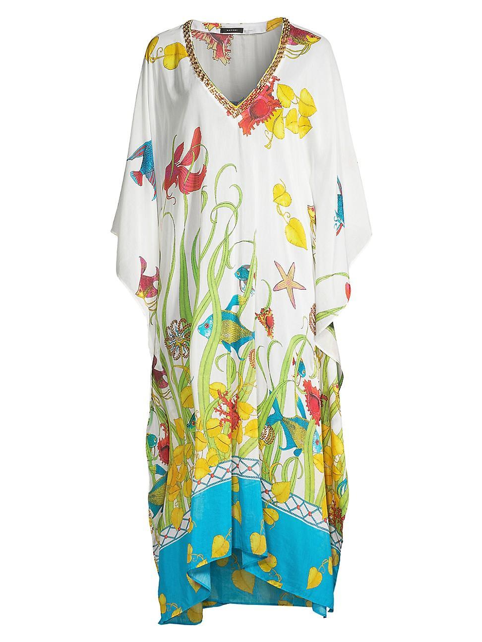 Womens Aquatic Cotton-Silk Maxi Dress Product Image