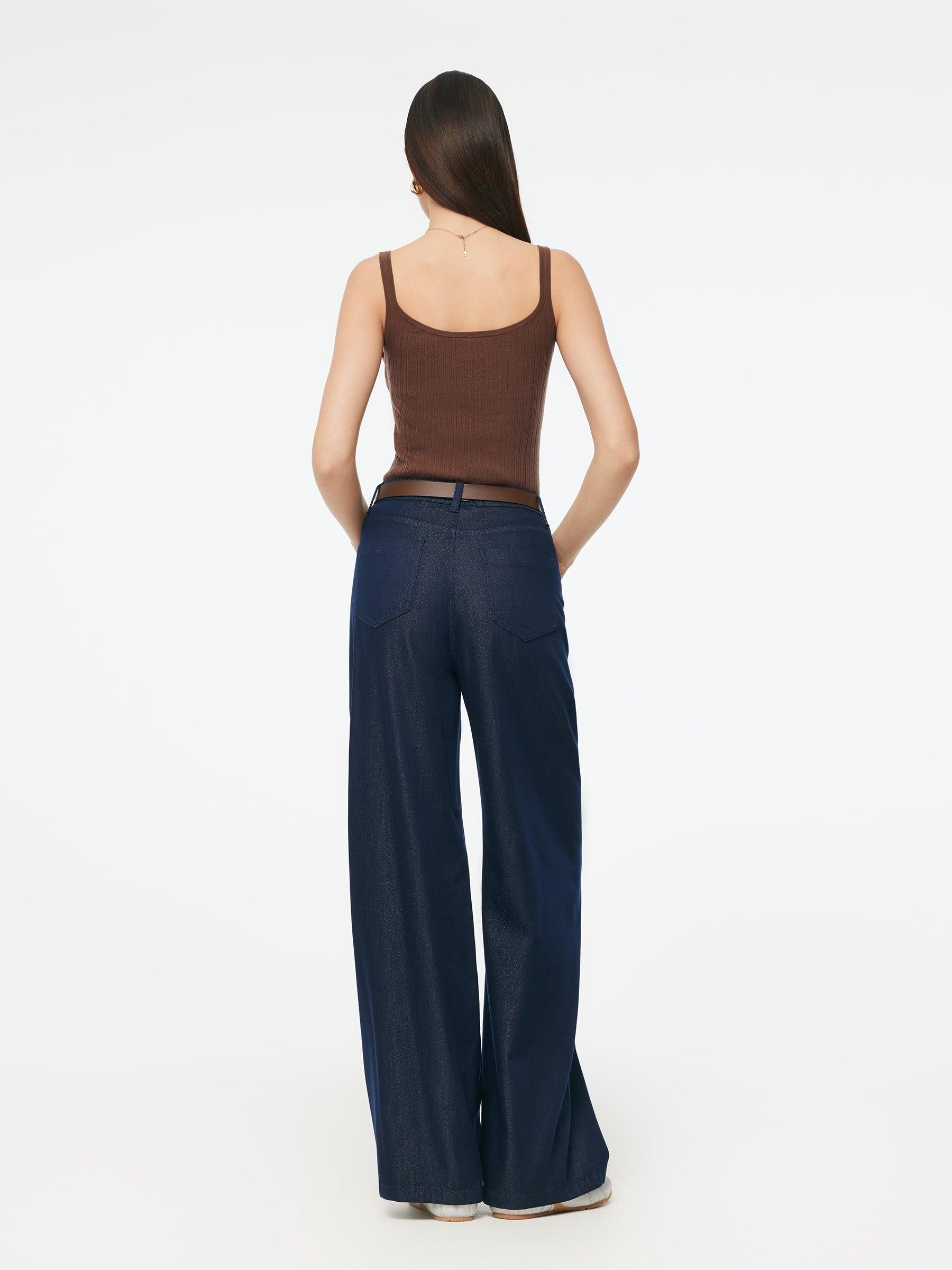 Denim Glitter Detailed Women Loose Straight Jeans Product Image