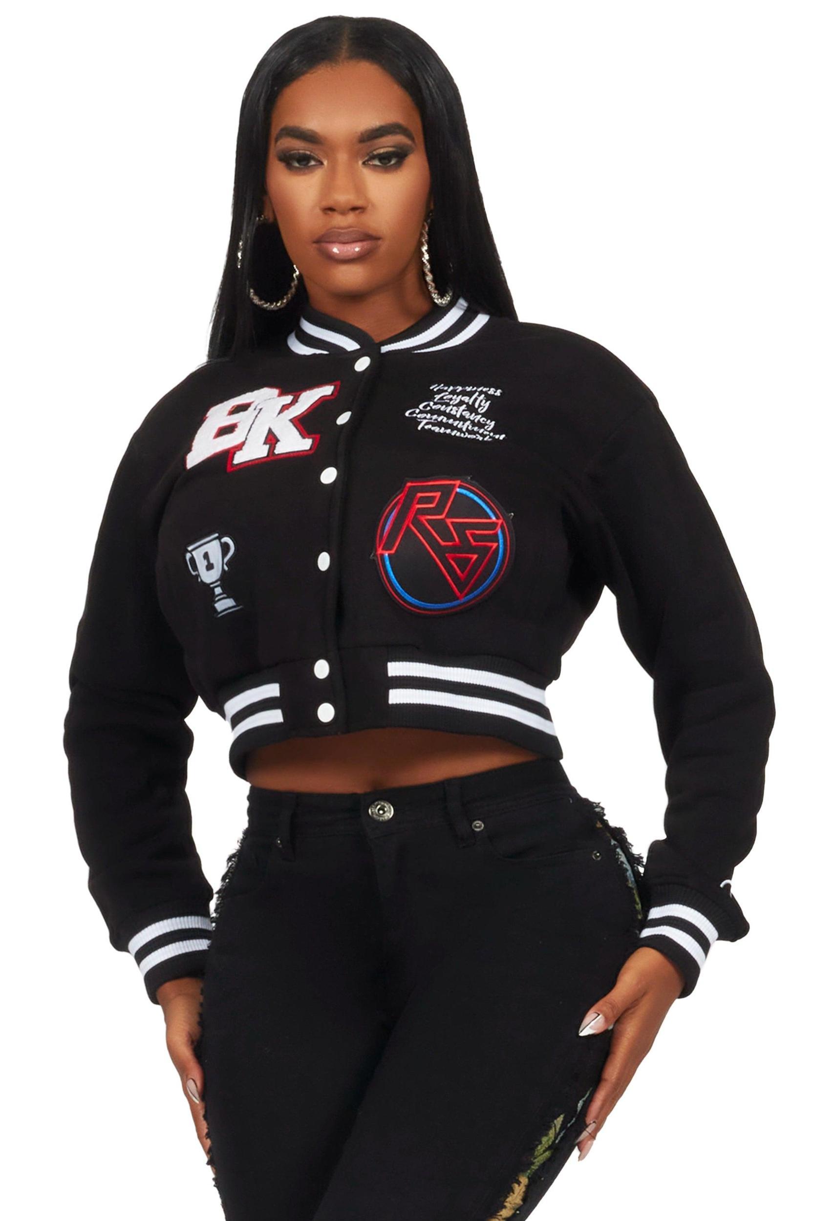 Carcilece Black Varsity Jacket Female Product Image