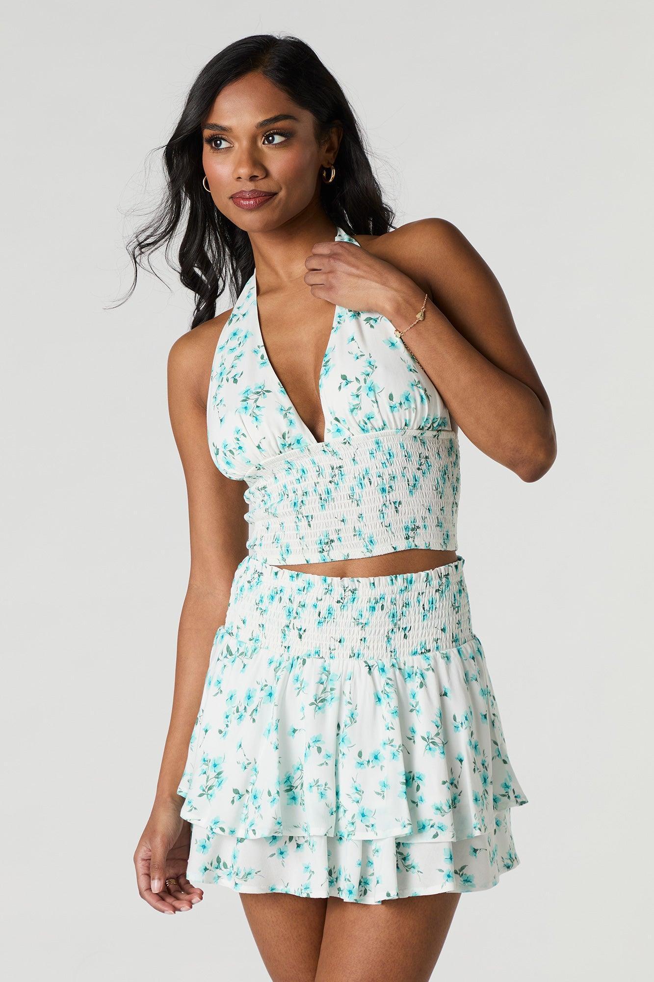 Floral Smocked Mini Skirt Female Product Image