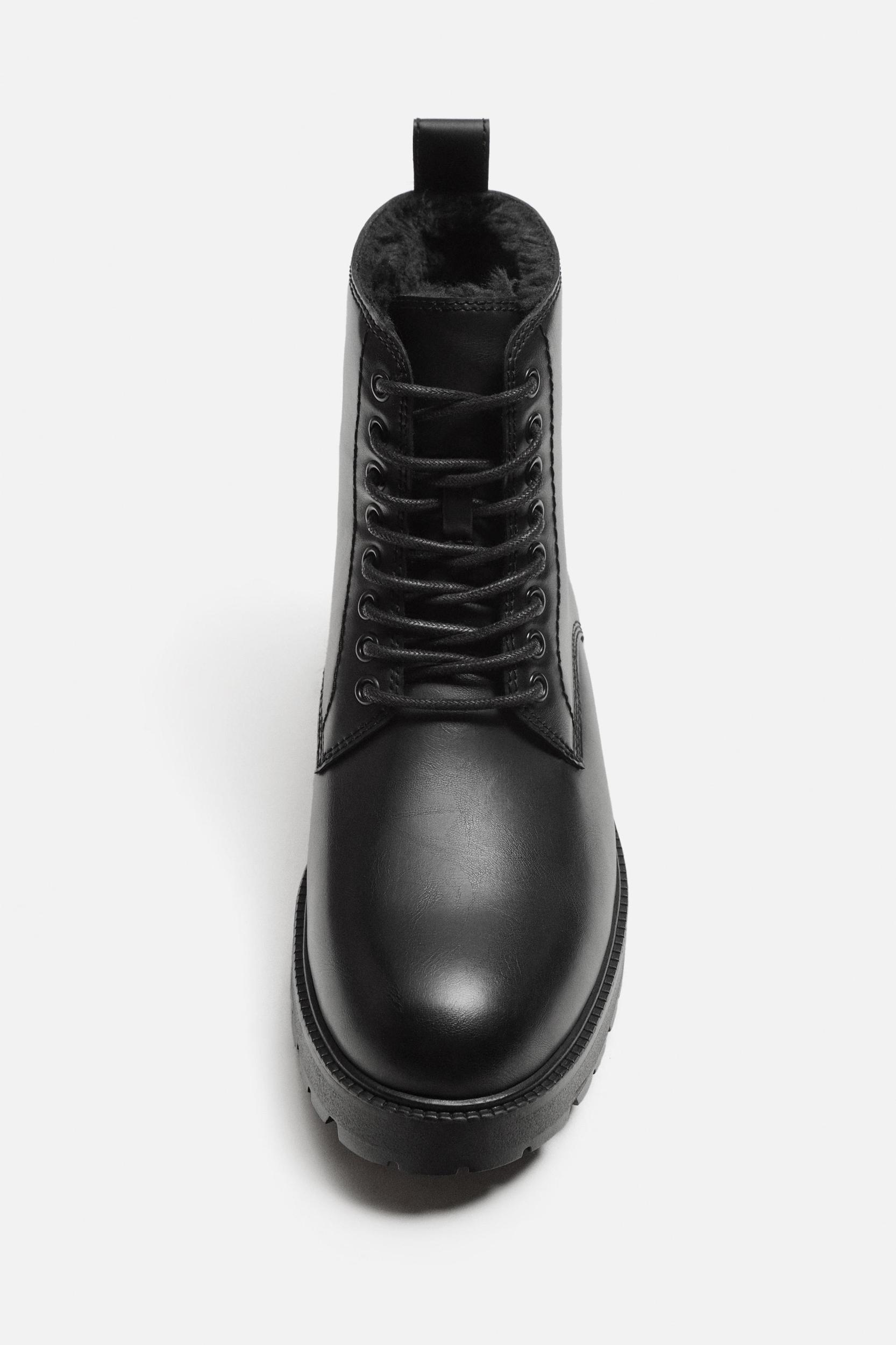 FLEECE LINED LACED BOOTS Product Image