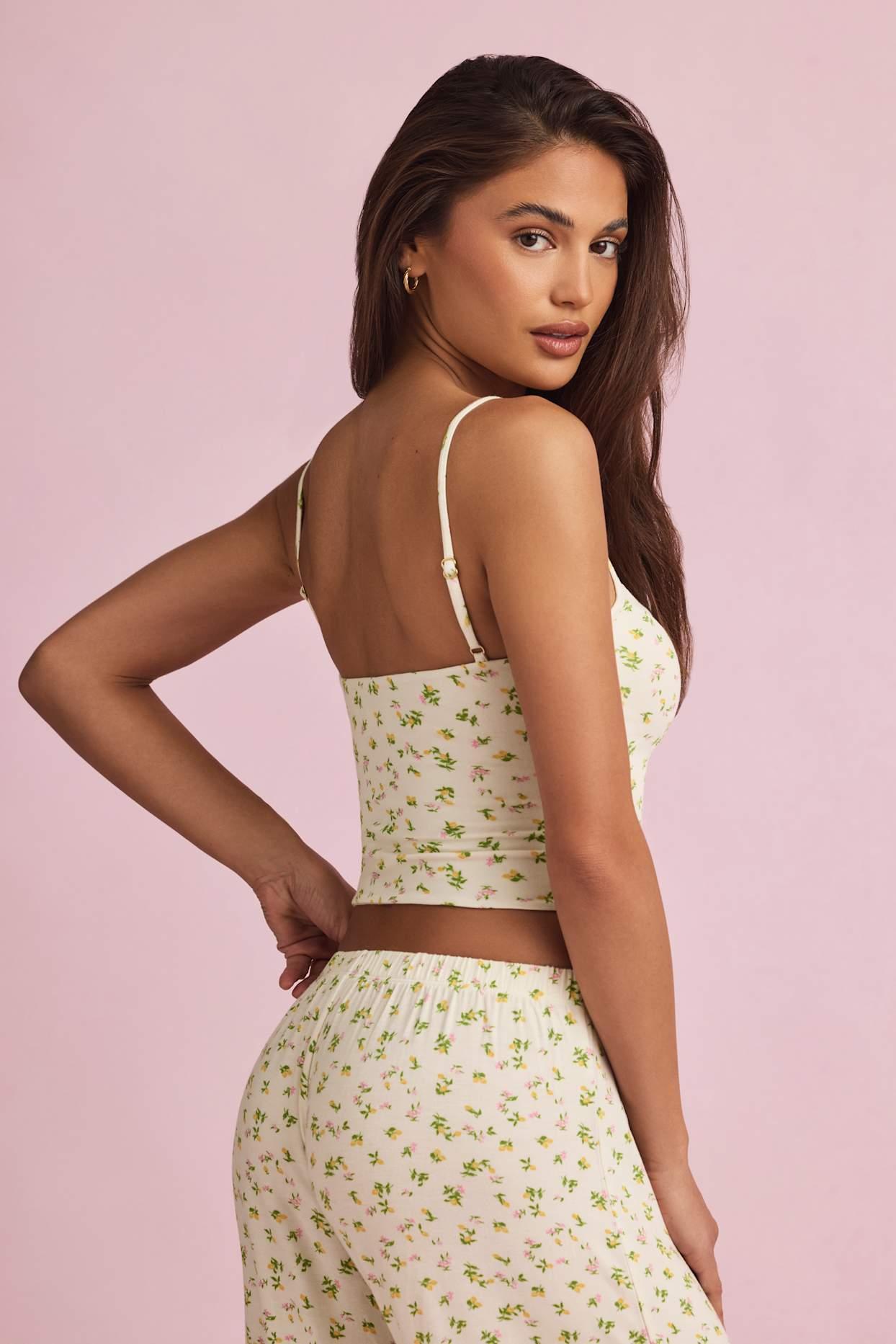 Modal Long-Sleeve Pyjama Top in Lemon Print Product Image