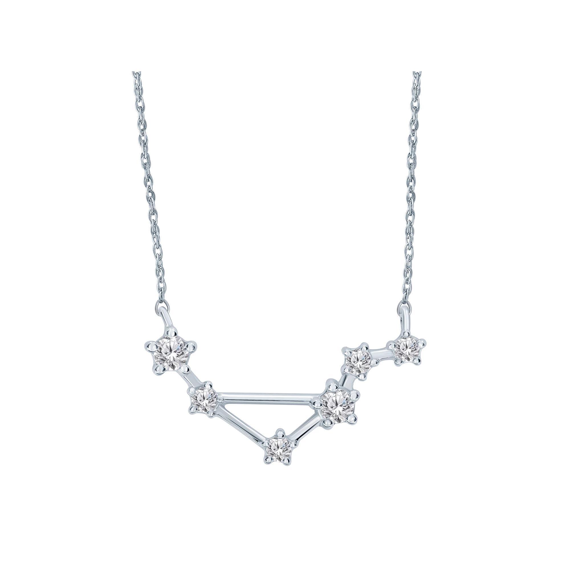 Sterling Silver 1/5 Carat T.W. Diamond Constellation Necklace, Women's, Size: 18", Scorpio Product Image