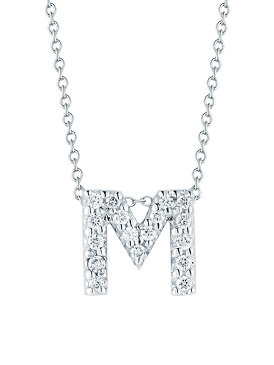 Roberto Coin 18K White Gold Initial Love Letter Pendant Necklace with Diamonds, 16 Product Image