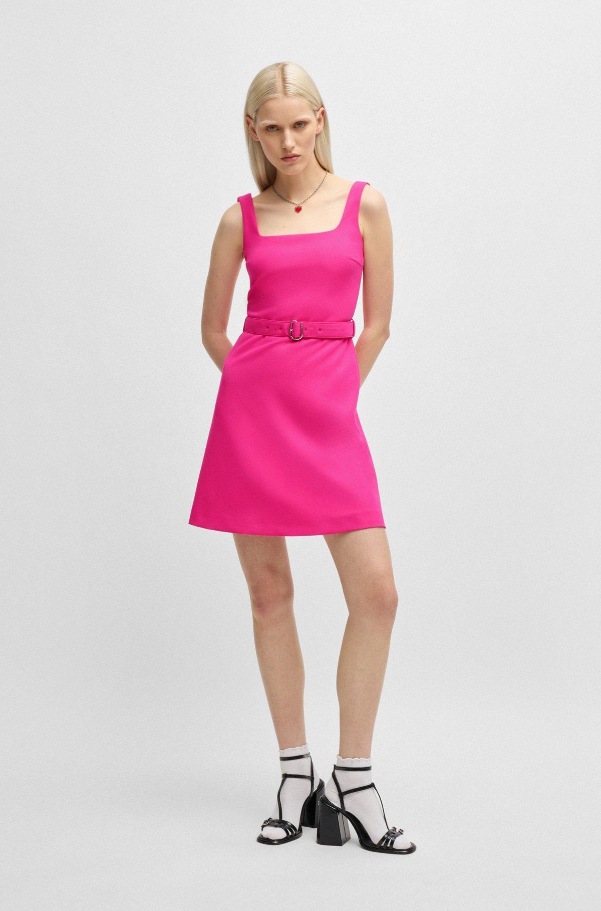 Belted dress with wide straps Product Image